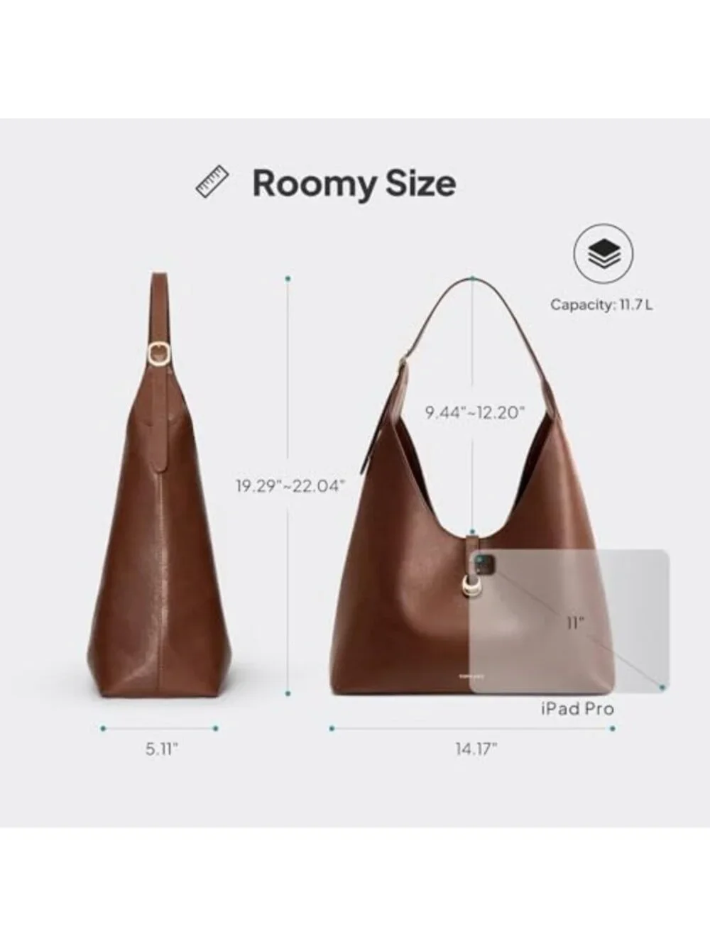 Chic Slouchy Hobo Bag for Women, Large PU Leather Shoulder Tote with Wallet